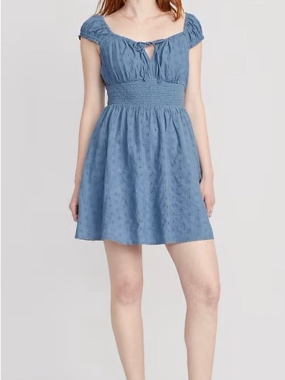 Old Navy Dusty Blue Swiss Dot Mini Dress